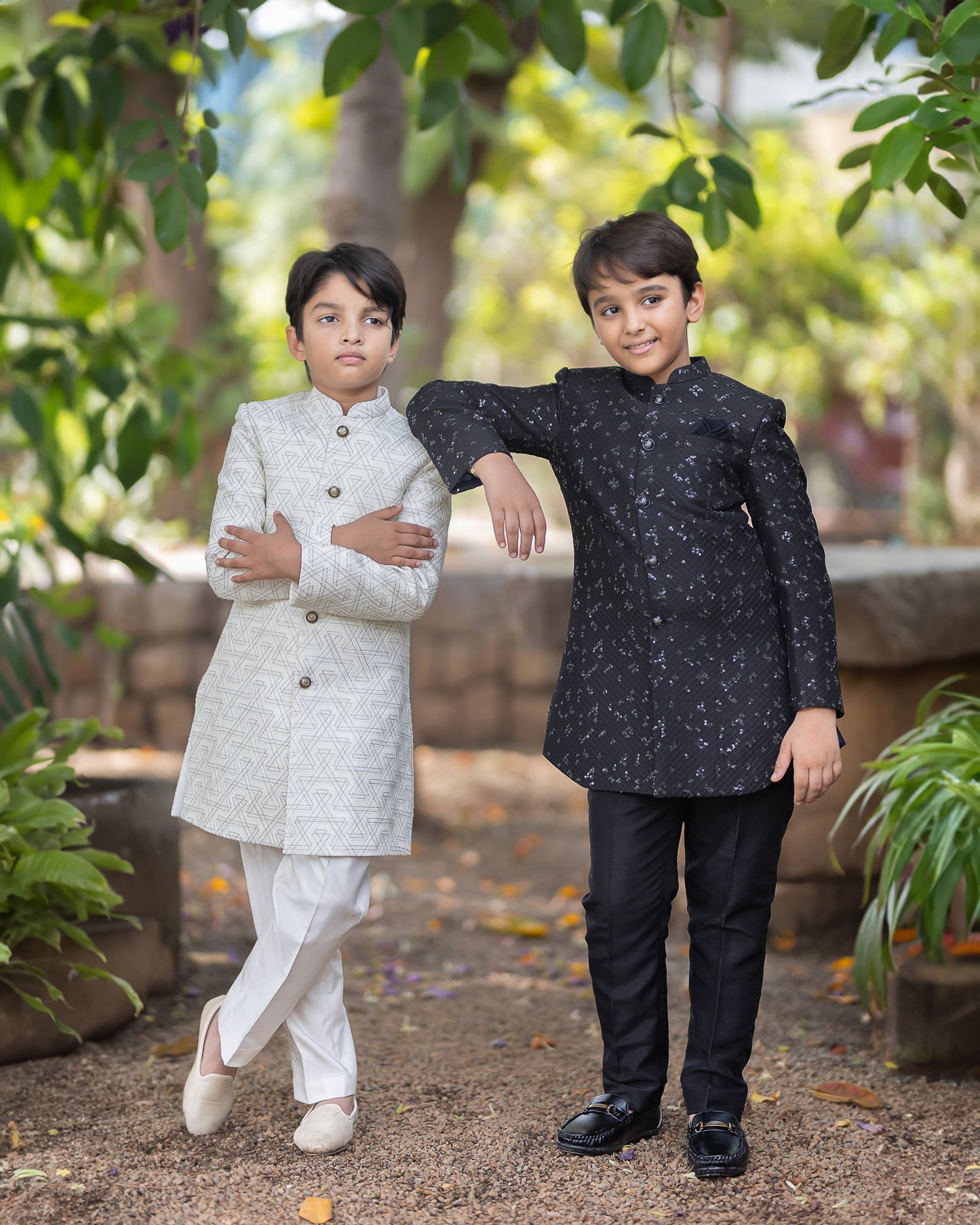 A BLACK BLING SHERWANI