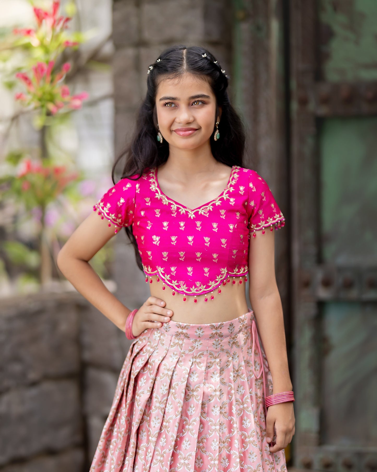 PEACH AND PINK BANARASI