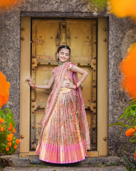 PEACH PATTU LEHENGA