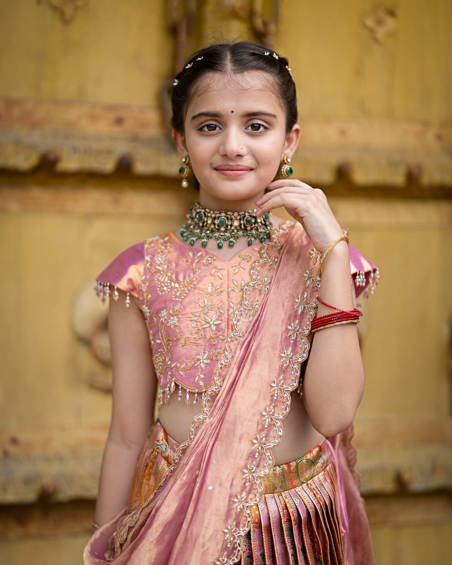 PEACH PATTU LEHENGA