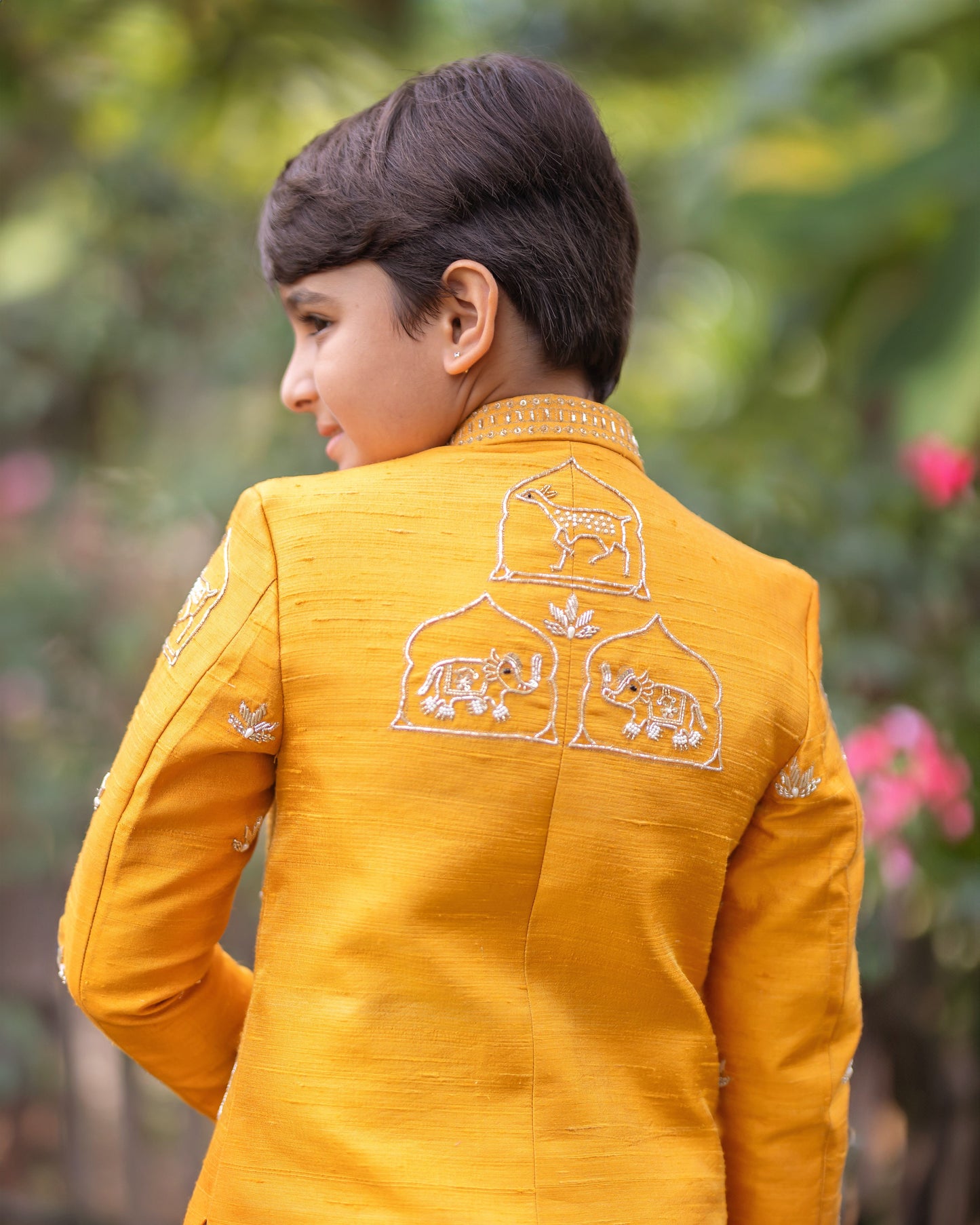 A ORANGE TISSUE SHERWANI