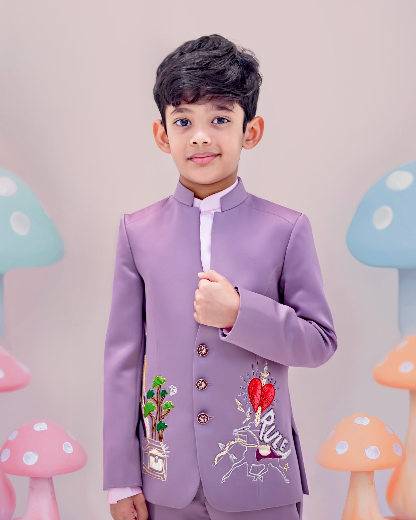 HEART AND RULE MUAVE BLAZER SET