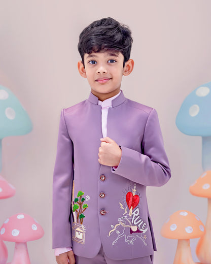 HEART AND RULE MUAVE BLAZER SET