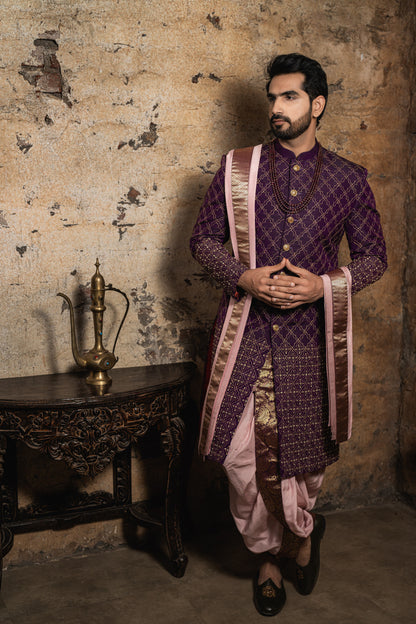 WINE MOSSAIC SHERWANI