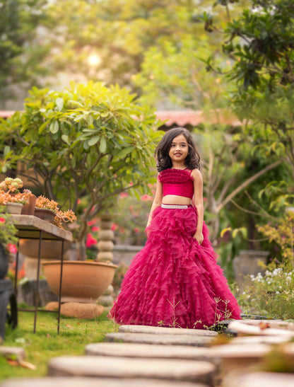 Jhilmil maroon ruffle