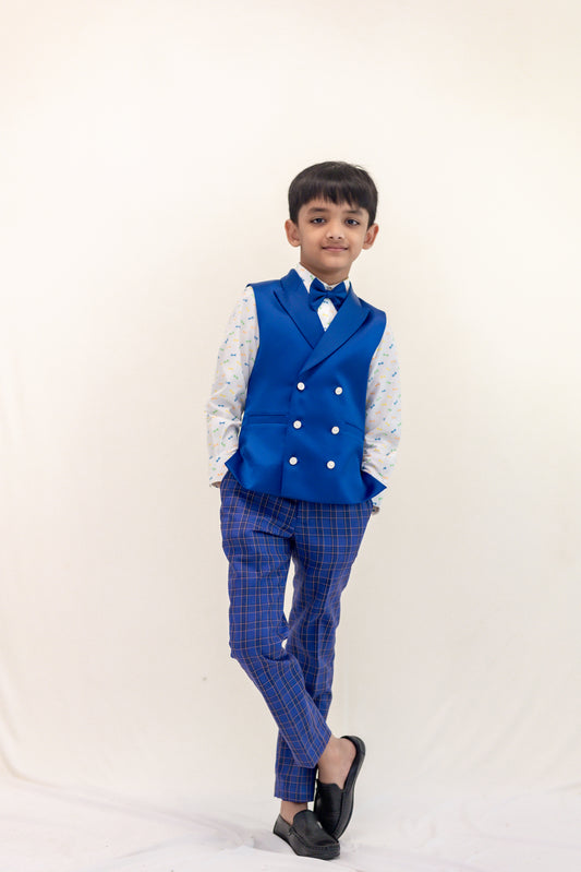 BLUE DOUBLE BREASTED WAISTCOAT SET