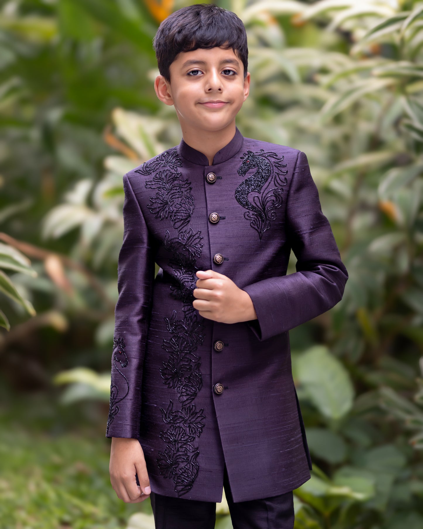 CHARCOAL HORSE SHERWANI