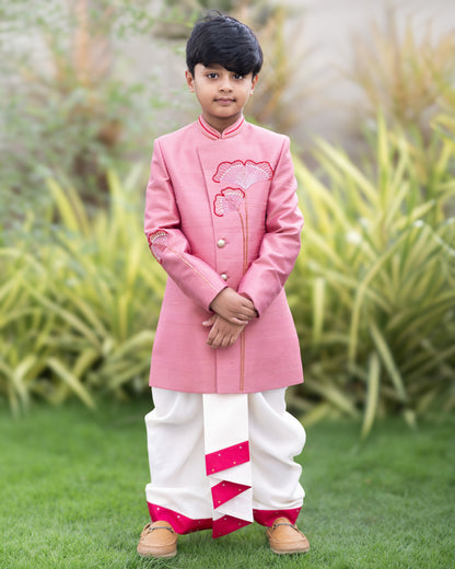 PINK SHERWANI WITH FLORAL EMBROIDERY