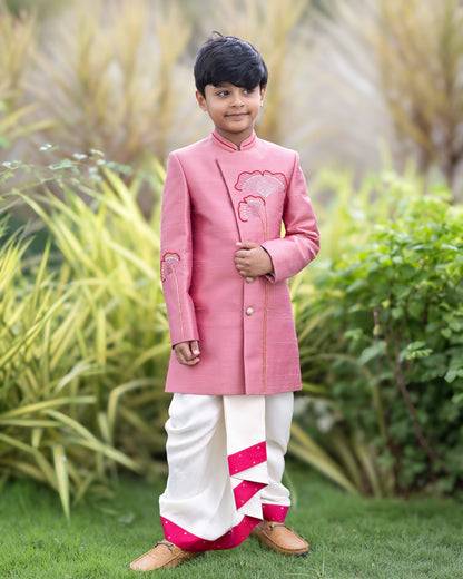 PINK SHERWANI WITH FLORAL EMBROIDERY