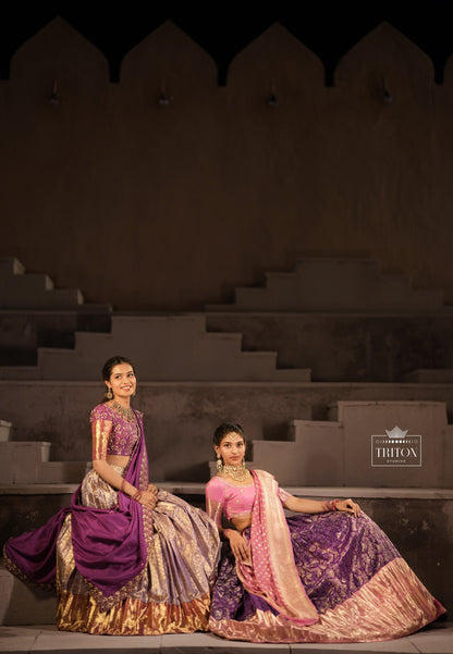 Lavender pattu lehnga