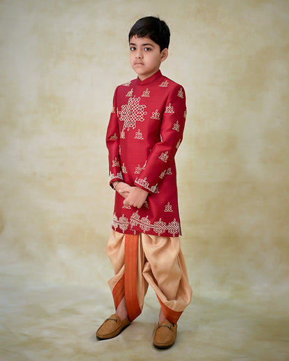 RED KOLAM SHERWANI