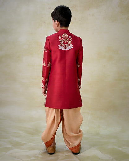 RED KOLAM SHERWANI