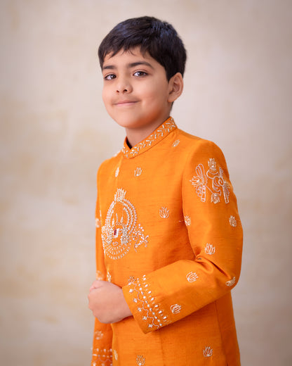 ORANGE NAMAM ORANGE SHERWANI