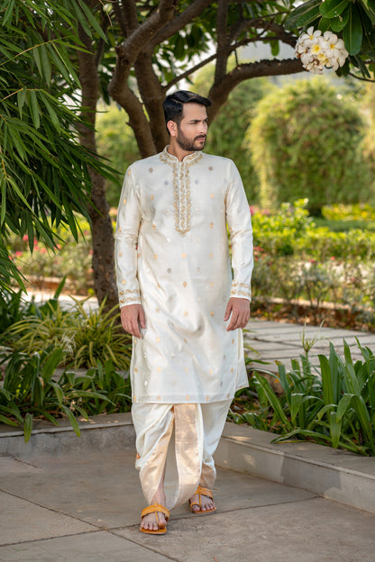 OFF WHITE PATTU KURTA