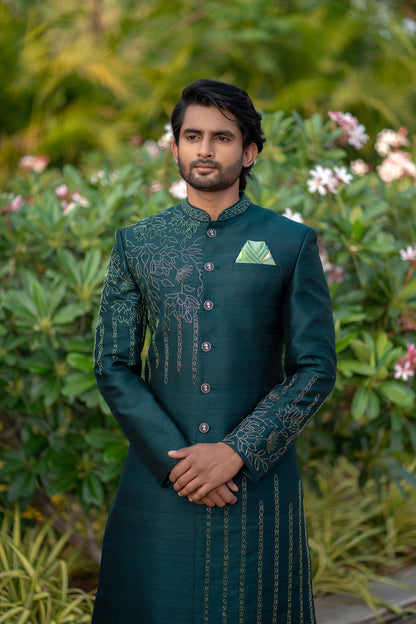 BOTTLE GREEN SHERWANI