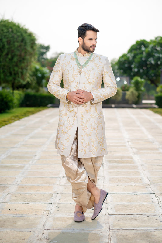 SILVER JAAL SHERWANI