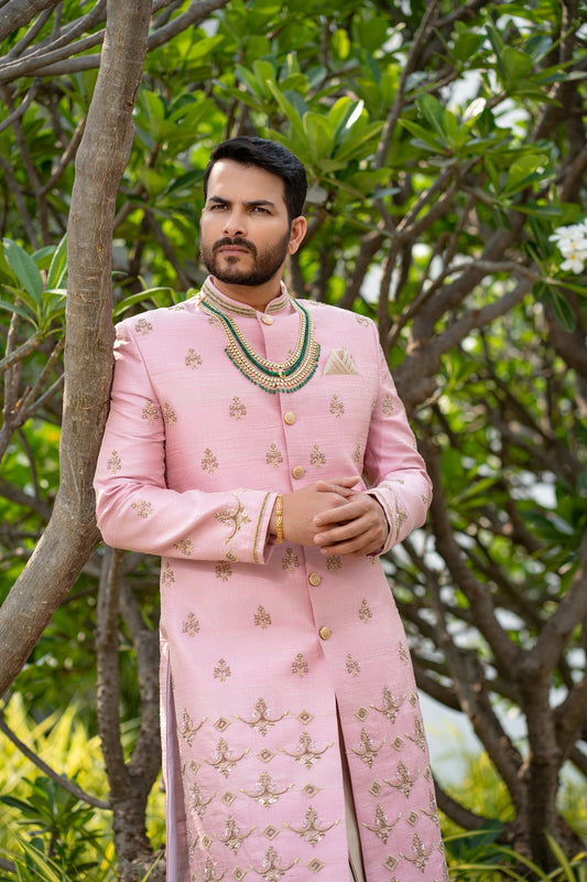 PINK TISSUE SHERWEANI