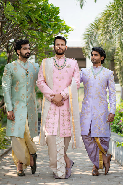SAGE GREEN RAWSILK SHERWANI