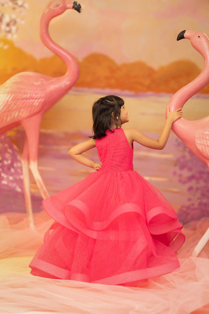 "Coral Cascade" - Fuchsia Fantasy Gown