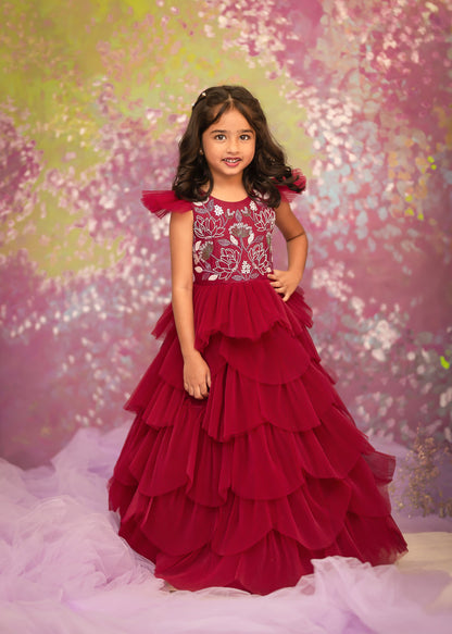 "Crimson Blossom" - Ruby Garden Gown