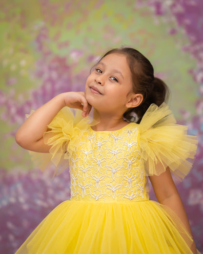 "Sunshine Ruffle" - Citrus Delight Gown