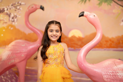 "Golden grace"-mustard layered frock