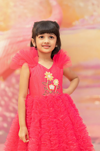 "Rose Rhapsody" - Blush Frill Gown