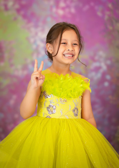 "Sunny Feather" - Canary Whimsy Gown