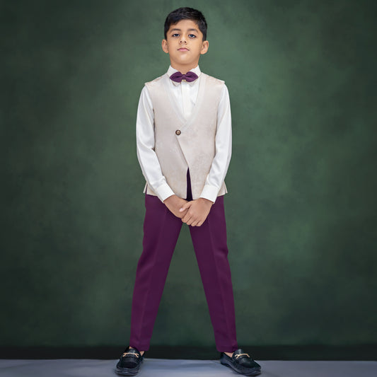 IVORY JACQUARD WAISTCOAT SET