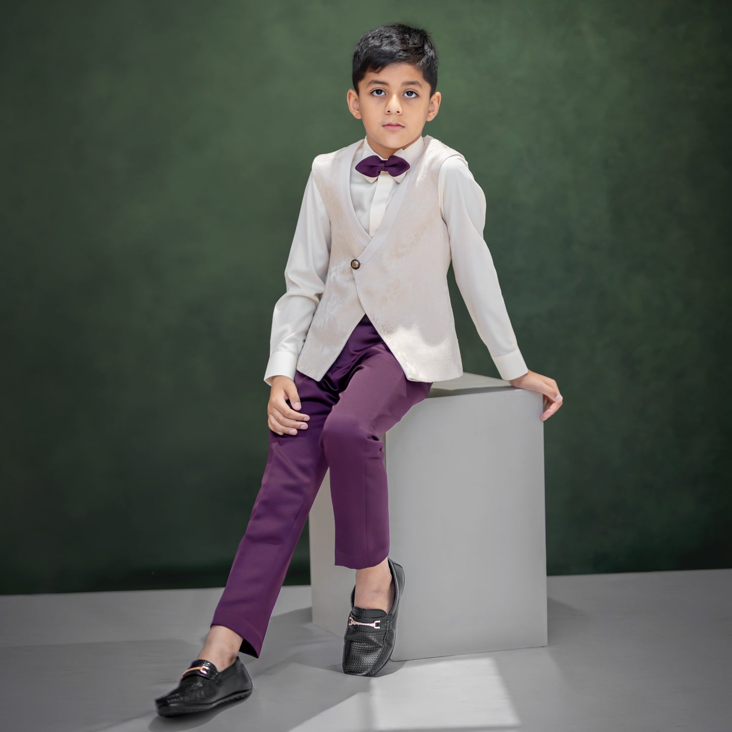 IVORY JACQUARD WAISTCOAT SET