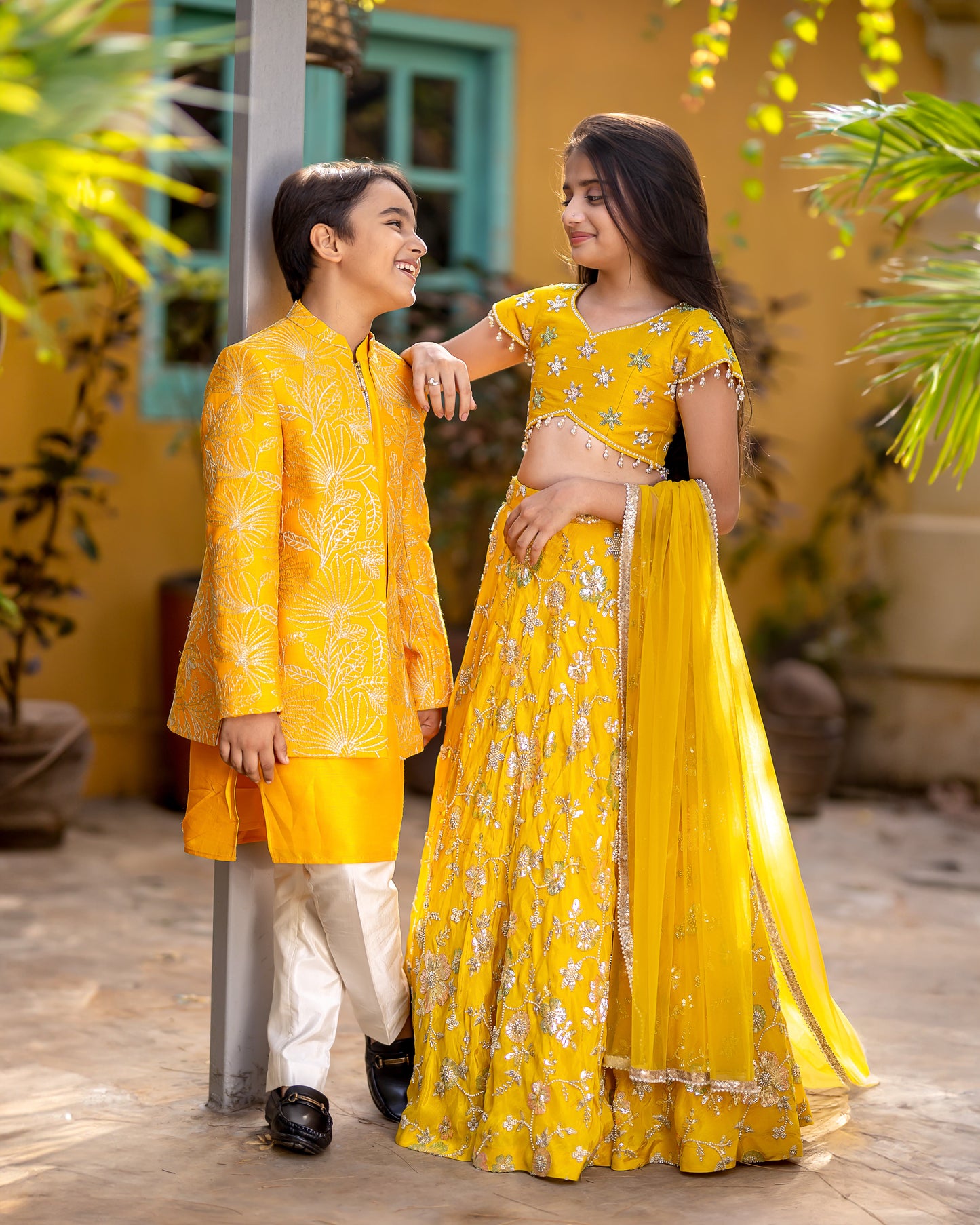 MUSTARD FANCY FABRIC LEHENGA