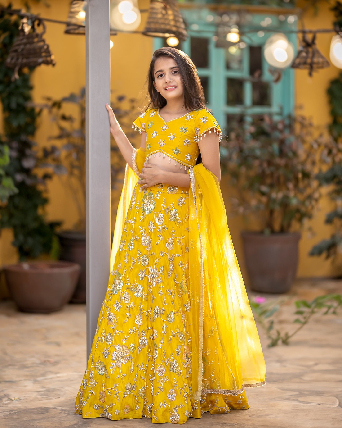 MUSTARD FANCY FABRIC LEHENGA