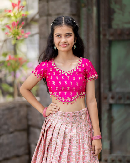 PEACH AND PINK BANARASI