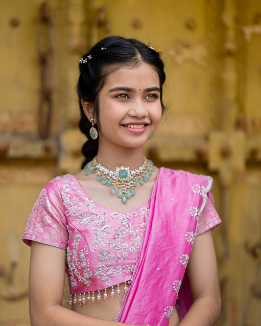 PINK PATTU SILK LEHENGA