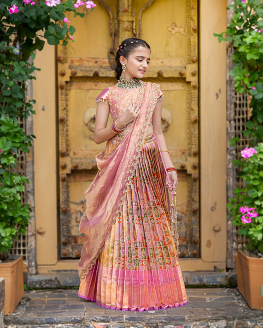 PEACH PATTU LEHENGA
