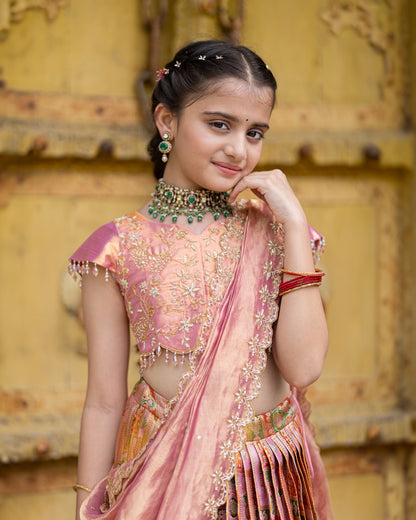 PEACH PATTU LEHENGA
