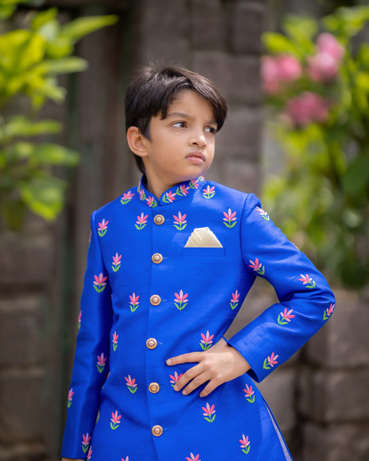 ROYAL BLUE SHERWANI WITH DORI WORK