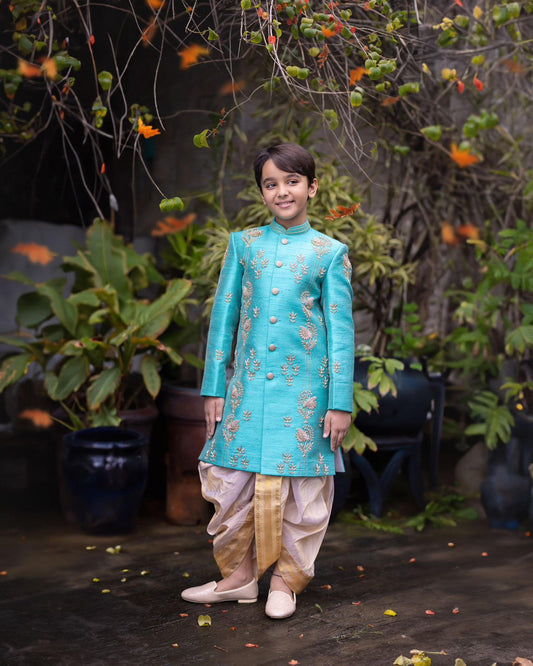 TEAL BLUE SHERWANI